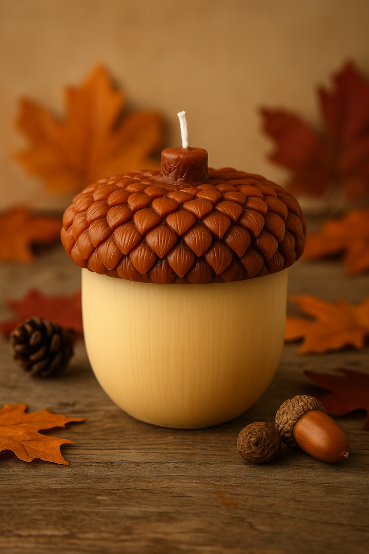 Handmade Acorn Candle – Fall Decor or Seasonal Gift