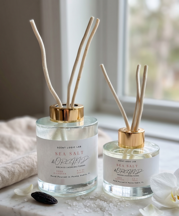 Sea Salt and Orchid Reed Diffuser set in 100ml and 200ml sizes