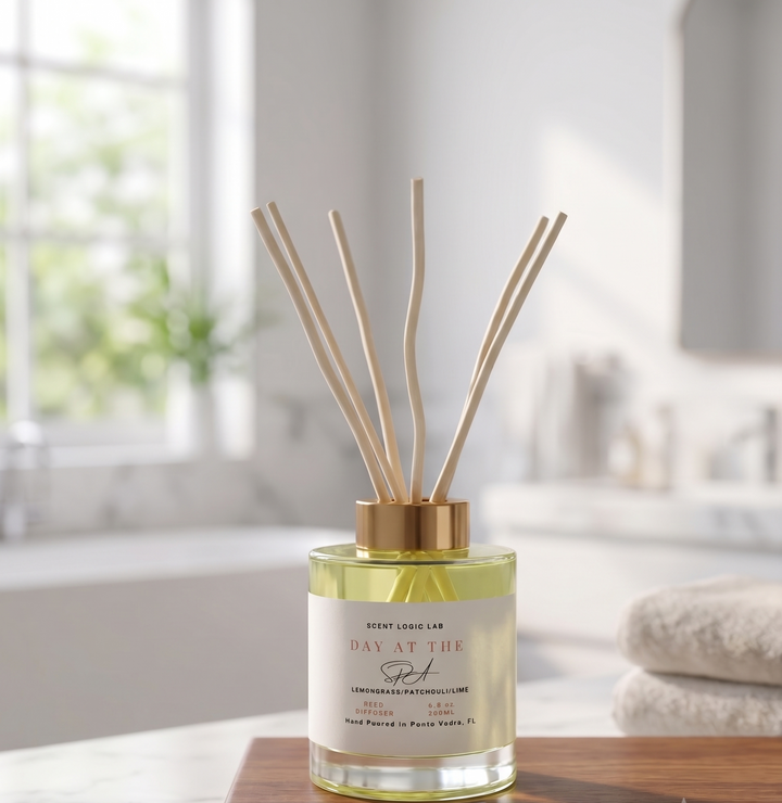 Day at the Spa Reed Diffuser 200ml, hand-poured home fragrance with eucalyptus and lavender