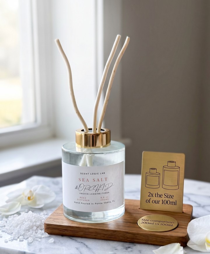 Sea Salt and Orchid Reed Diffuser 200ml, hand-poured home fragrance