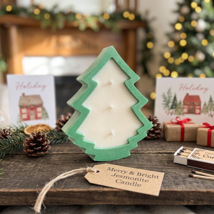 Merry &amp; Bright 3-Wick Christmas Tree Candle