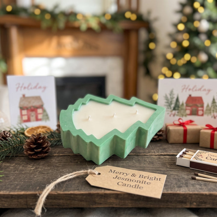 Merry &amp; Bright 3-Wick Christmas Tree Candle