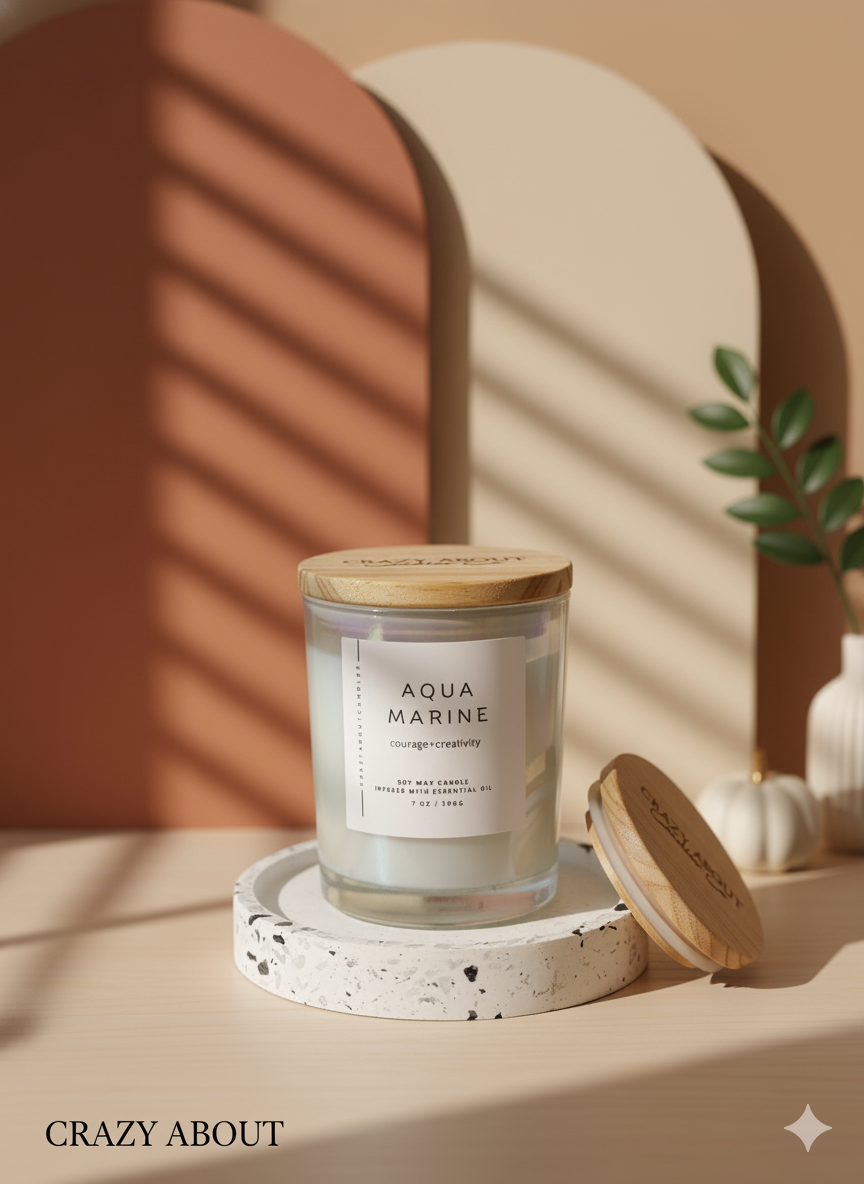 Aqua Marine Energy Crystal Container Candle