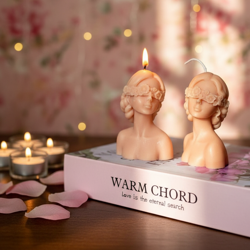 Flower Girl Candle in Nude – 0.5 lbs Premium Soy Wax Figurative Art Candle, Bohemian Interior & Meditation Space Accent
