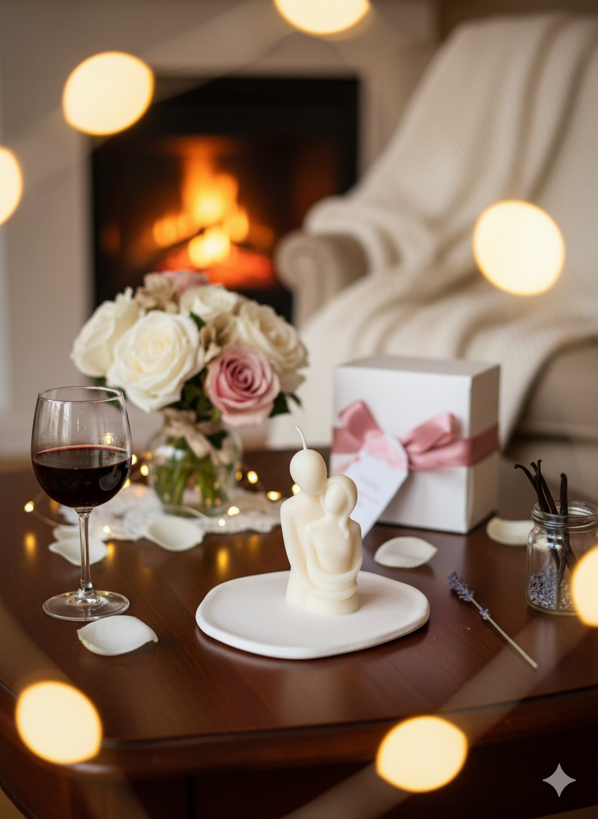 Cuddling Couple Soy Wax Candle – Intimate Sculptural Candle for Anniversaries, Valentine's Day & Romantic Gifts