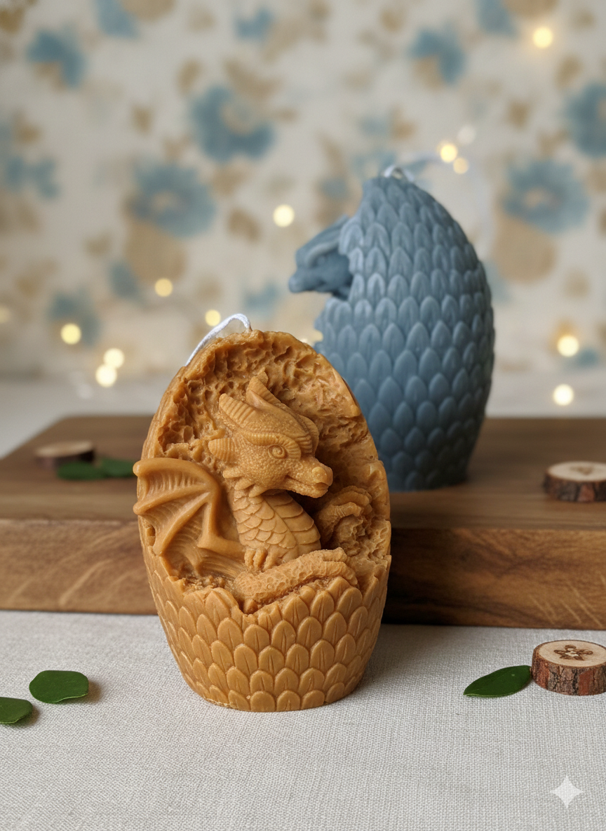 Dragon's Egg Candle in Brown – Hand-Poured 100% Soy Wax, 5"×4" Fantasy Sculpture, Creamy Vanilla & Cinnamon Buttercream Scents, Made in USA
