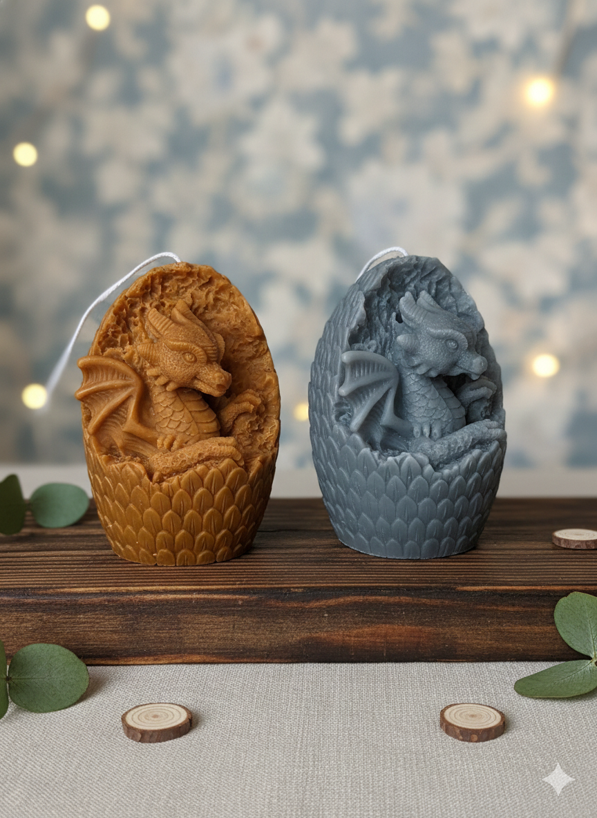 Dragon's Egg Candle in Charcoal – Artisan Soy Wax Fantasy Décor Sculpture, 0.4 lbs, Cashmere Plum & Unscented Options, Handcrafted in USA