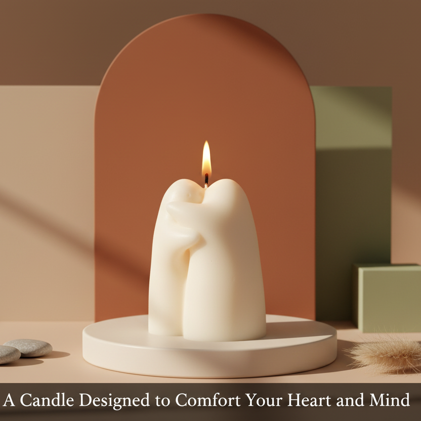 Emotional Support Candle in White — hand-poured soy wax sculpture candle, 9 scent options, self-care & sympathy gift, handmade in USA