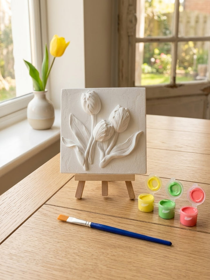 Paint-Your-Own Jesmonite Tulip Relief Plaque Kit