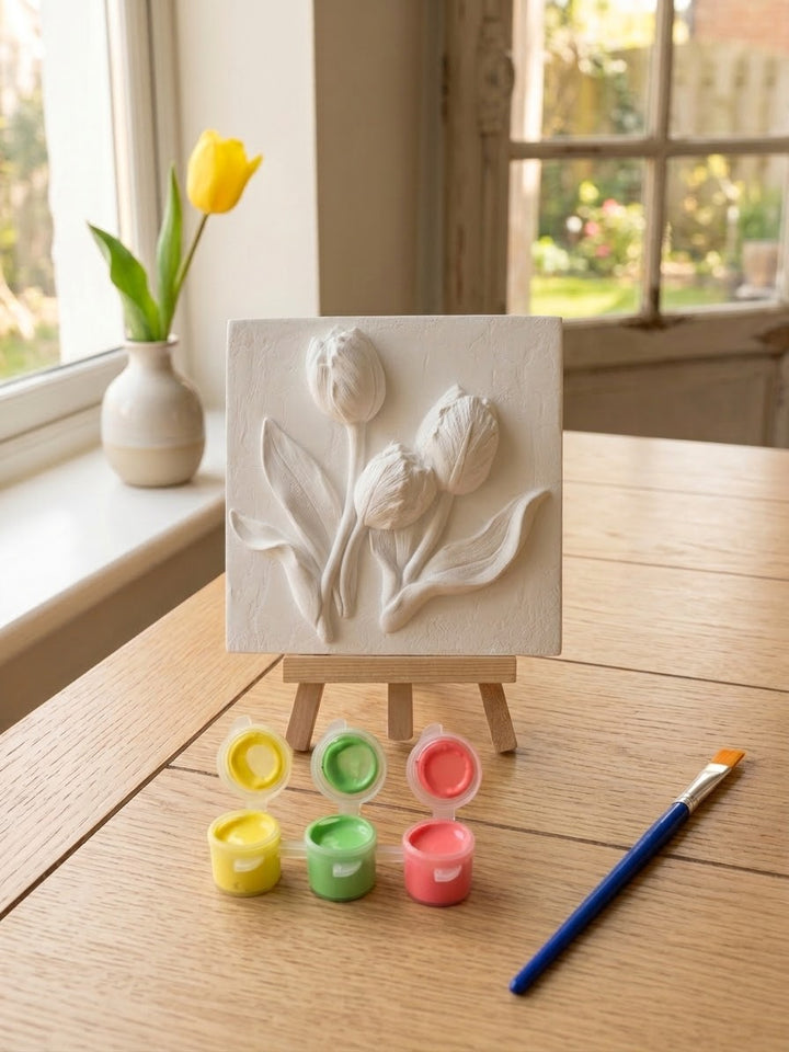 Paint-Your-Own Jesmonite Tulip Relief Plaque Kit