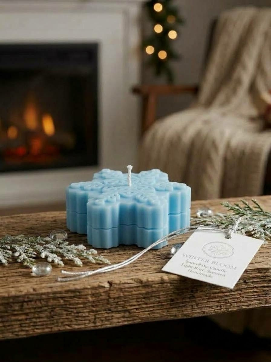 Snowflakes Soy Wax Candle | Handcrafted Winter Holiday Decor