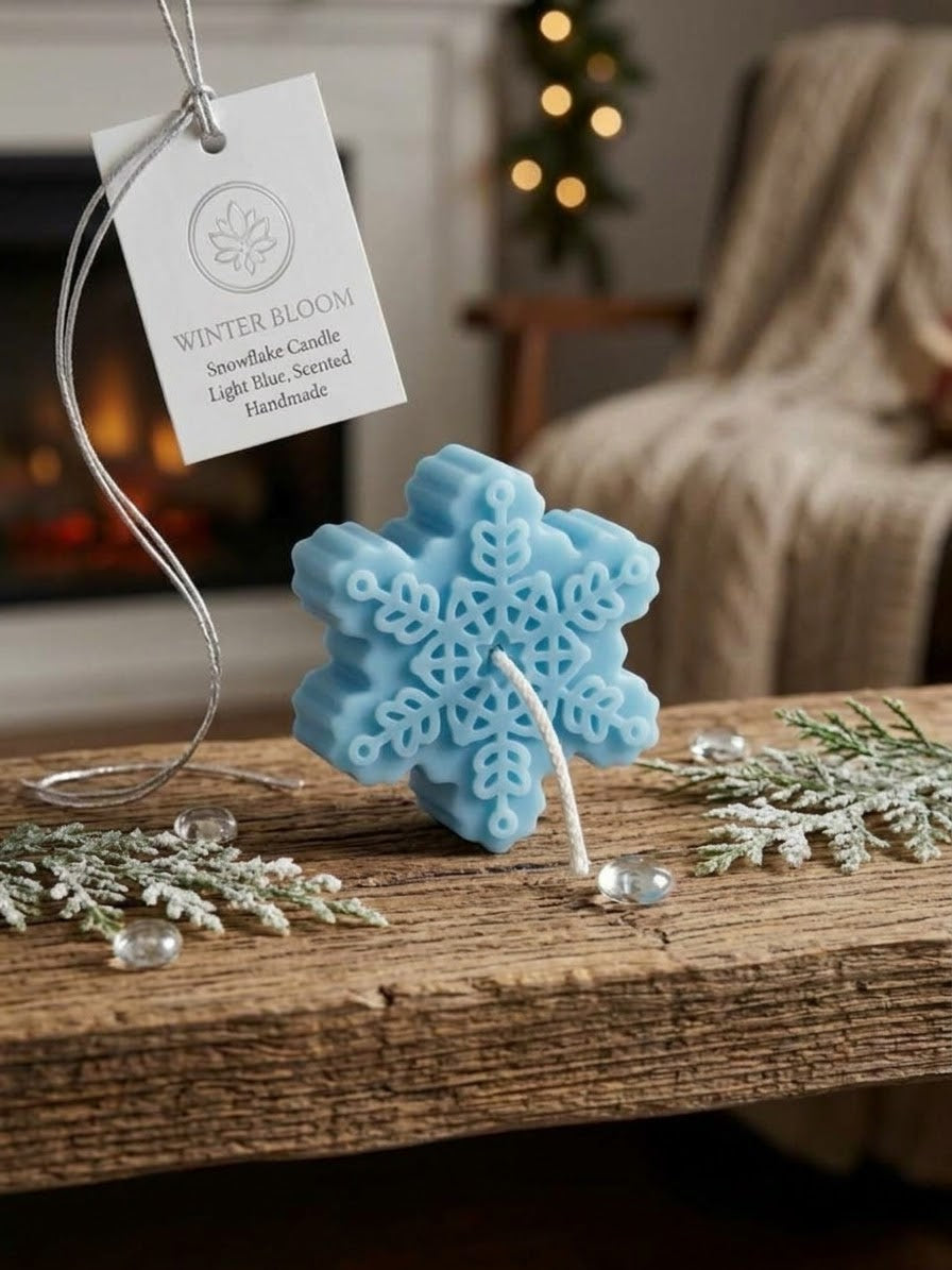 Snowflakes Soy Wax Candle | Handcrafted Winter Holiday Decor