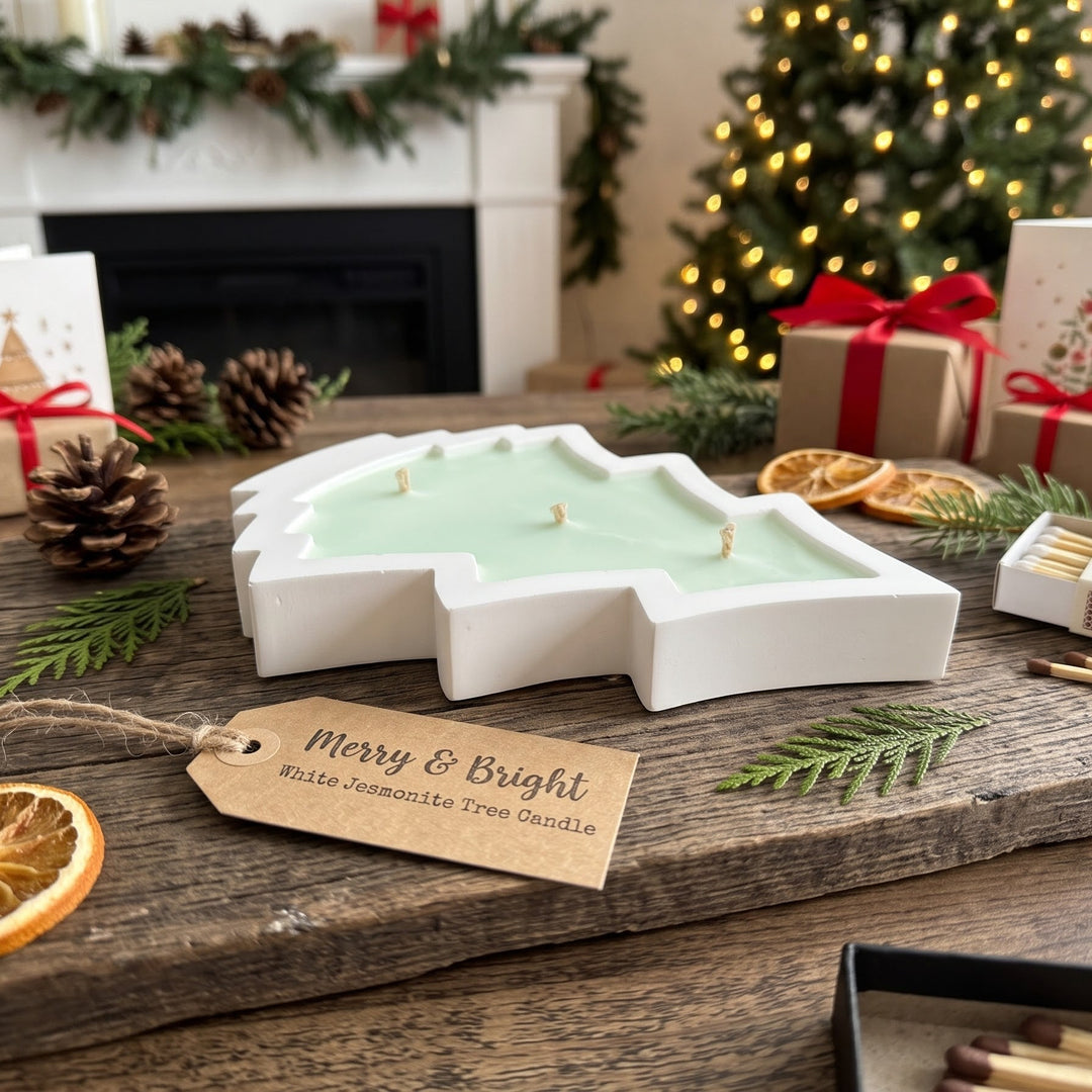 Merry &amp; Bright Christmas Tree 3-Wick Candle