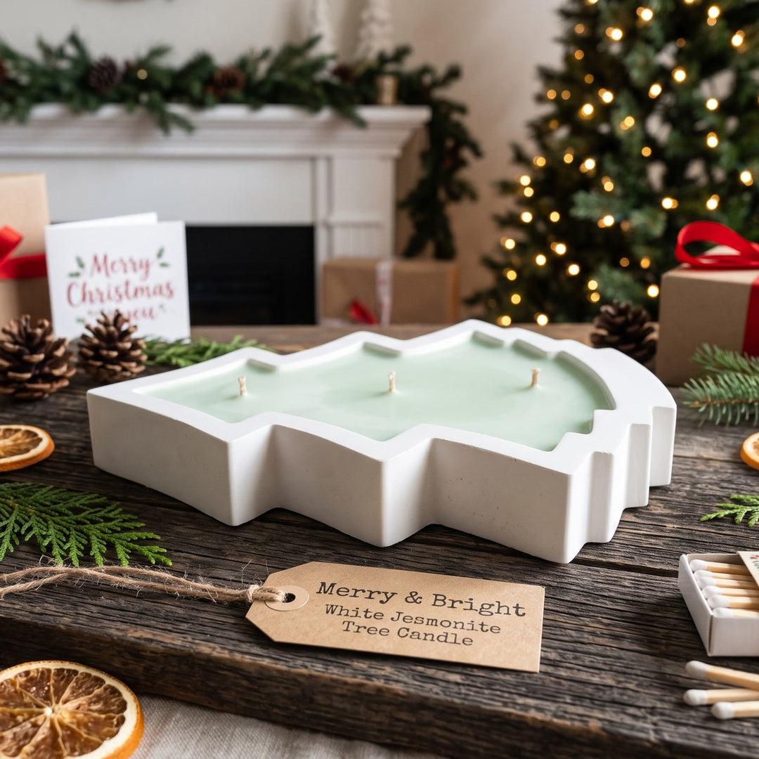 Merry &amp; Bright Christmas Tree 3-Wick Candle