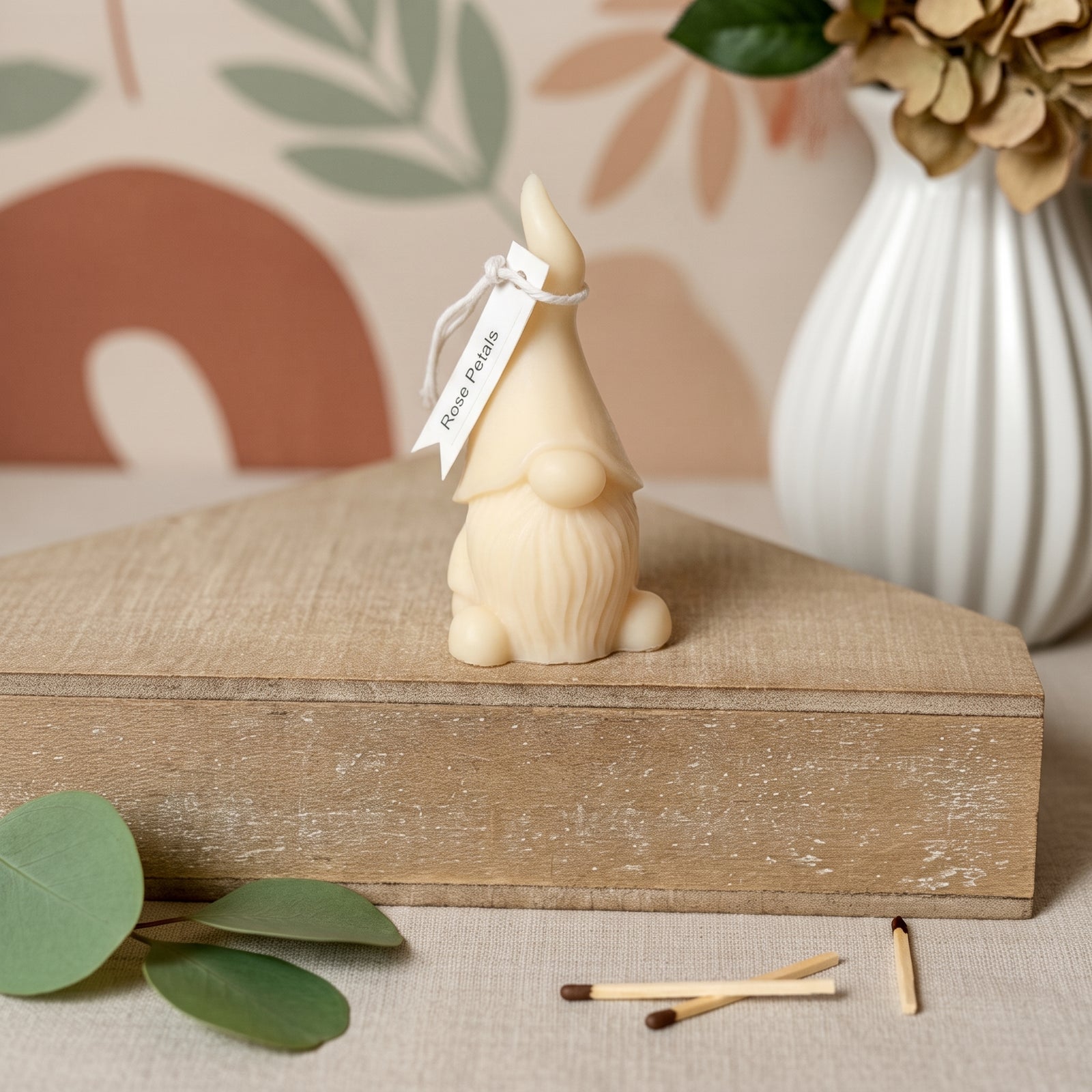 Ivory gnome scented candle handpoured soy wax by Crazy About Candles