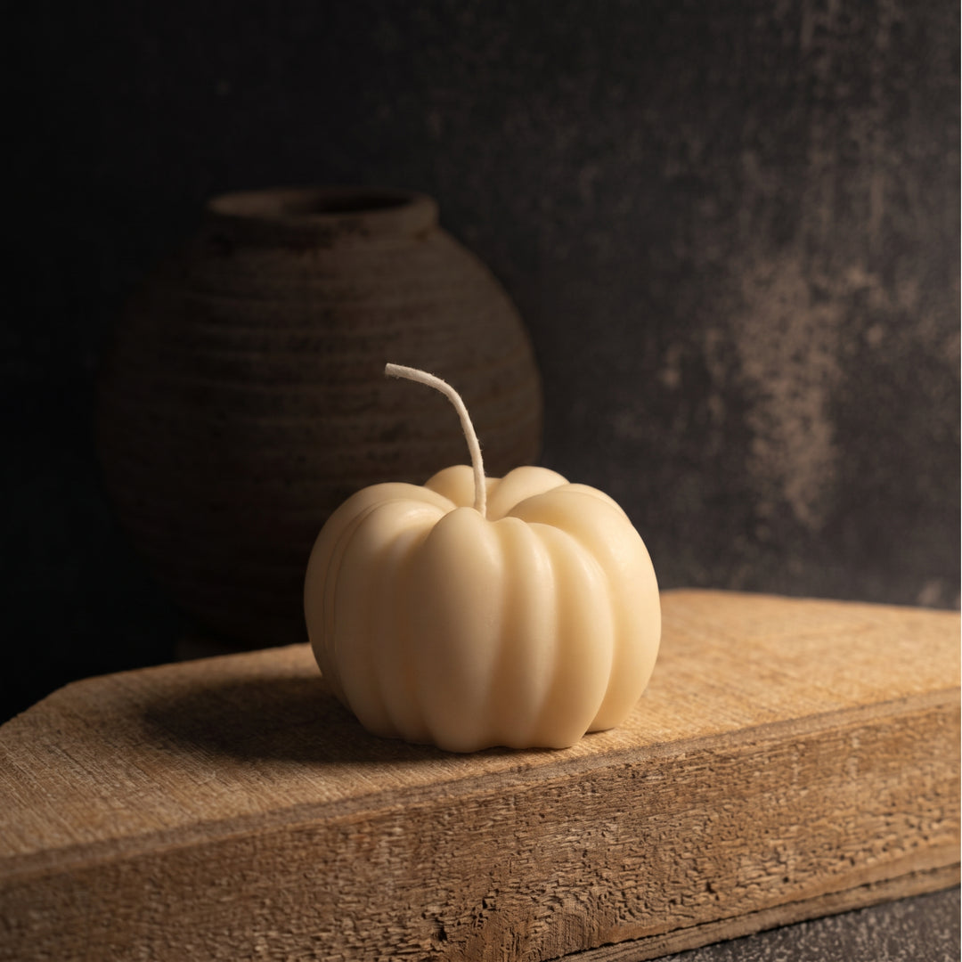 Ivory handmade pumpkin candle by crazy about candles