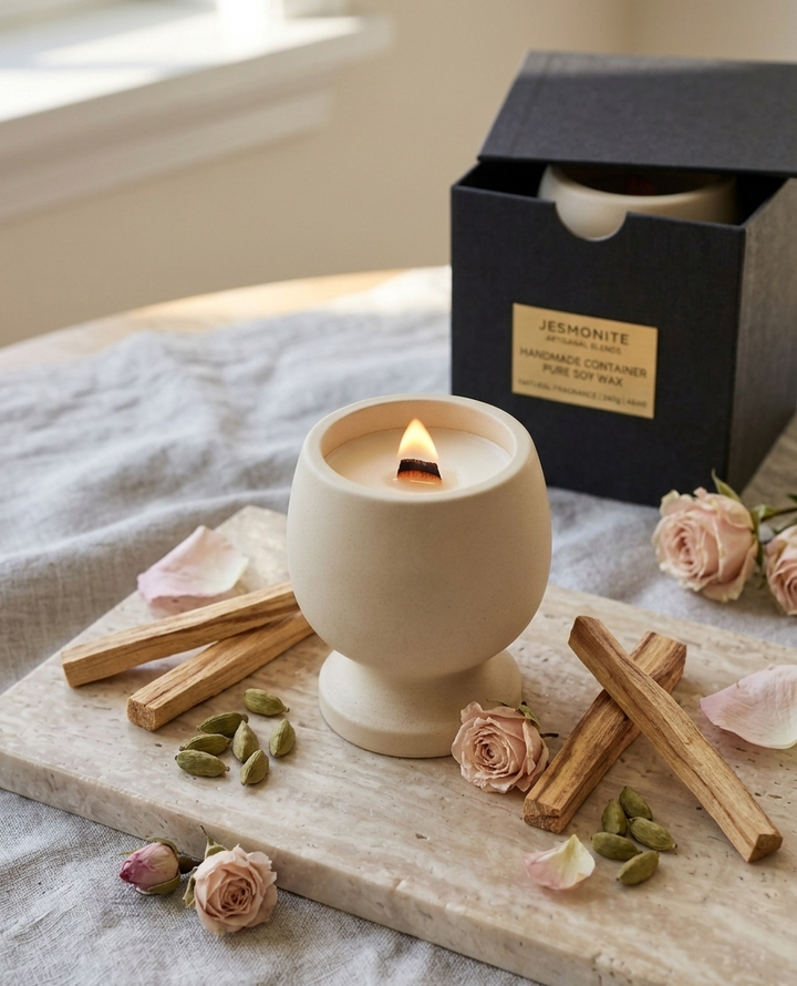 Jesmonite container Handmade Container Candle by Crazy About Candles