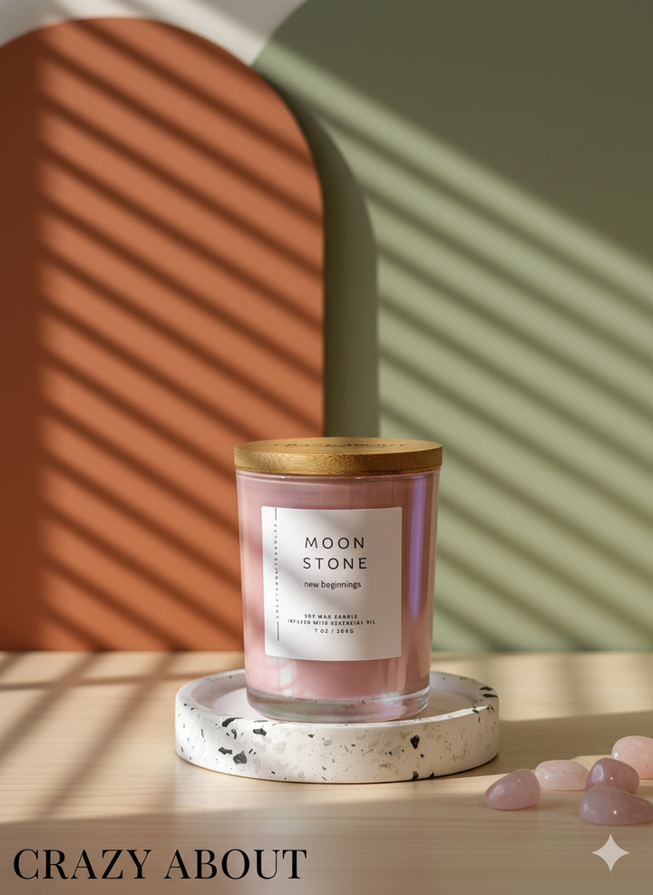 Moon Stone Energy Crystal Container Candle