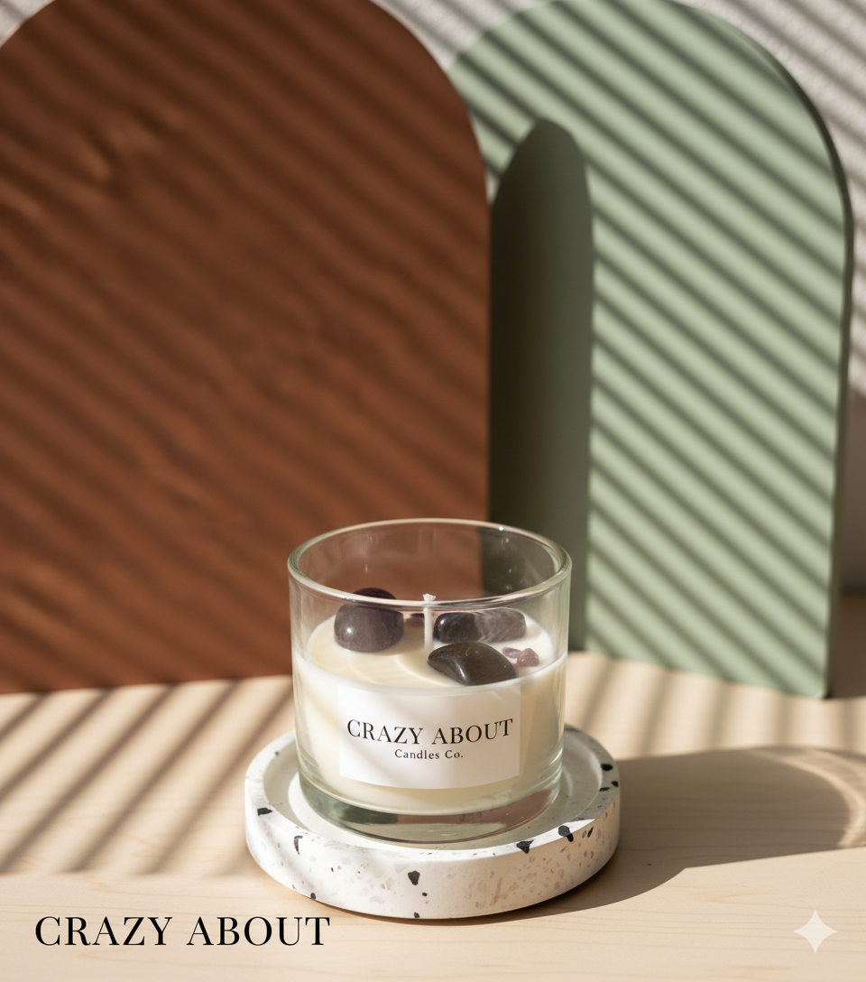 Natural Soy Wax Candle with Moonstone & Tiger’s Eye