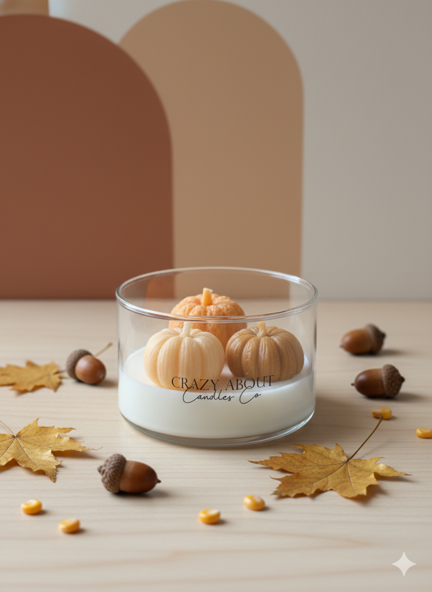 Pumpkin Harvest Candle – Handmade Fall Soy Candle in Glass Jar