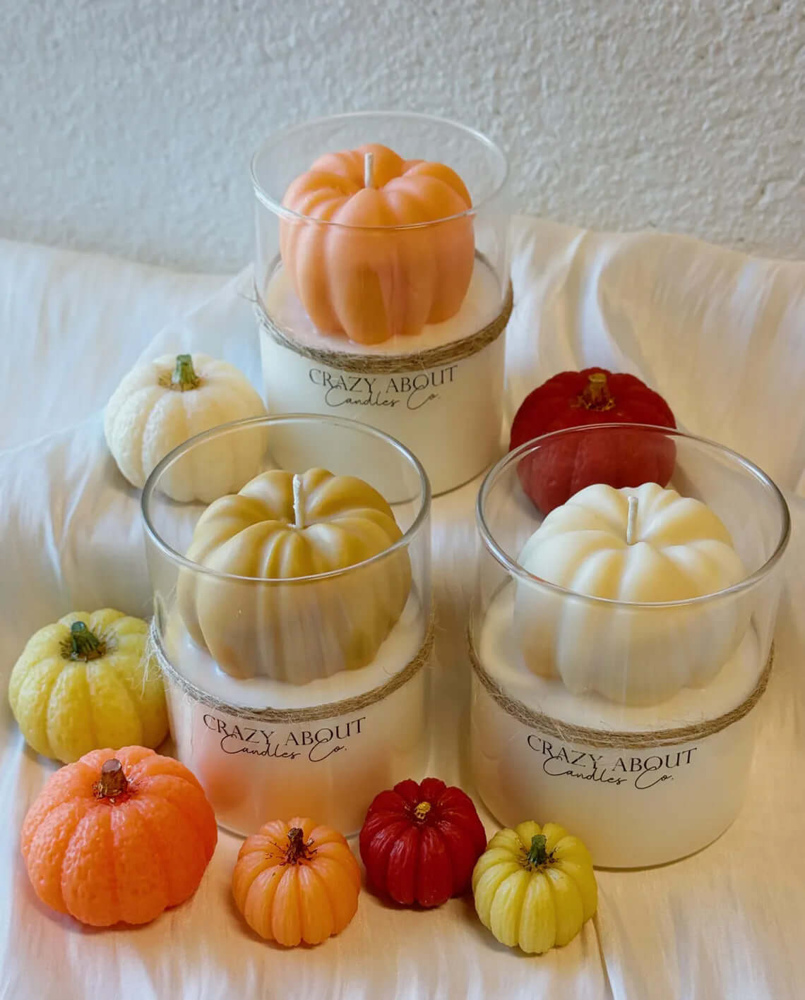 Handmade Pumpkin Candle in Glass Jar for Fall Decor