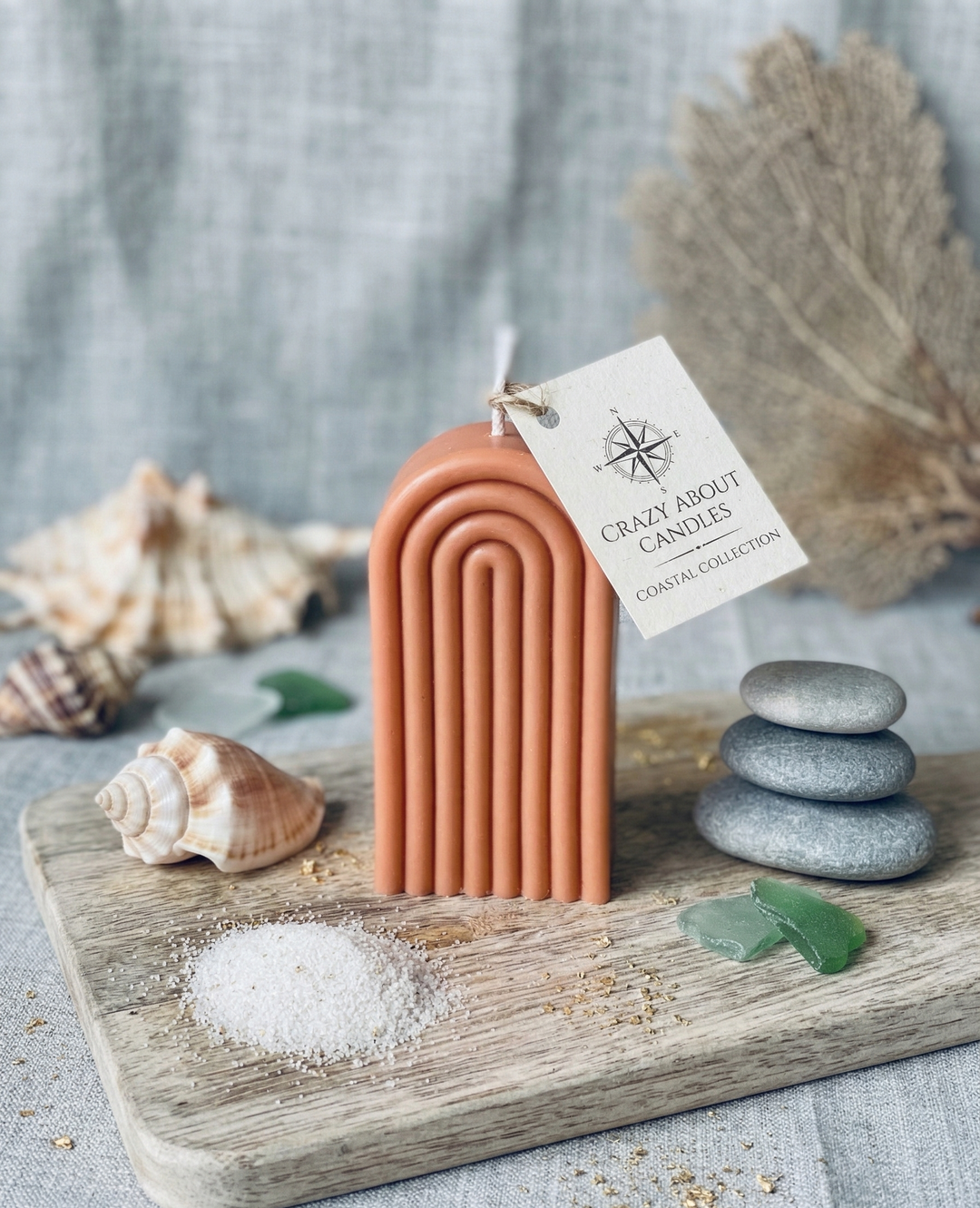 Rainbow Arch Candle in Toasted Almond – Eco-Friendly Soy Wax Arch Candle, Handcrafted in USA