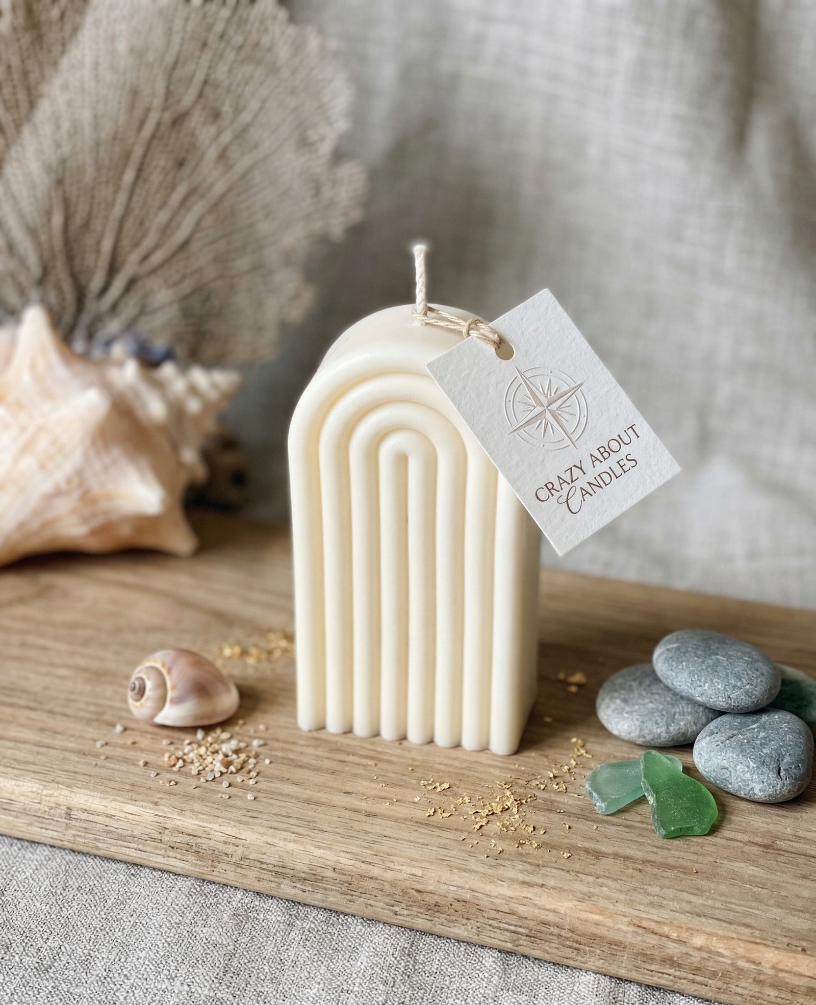 Rainbow Arch Candle in Ivory – Hand-Poured Soy Wax, 4.8" Sculptural Arch, Up to 40Hr Burn, Handcrafted in USA