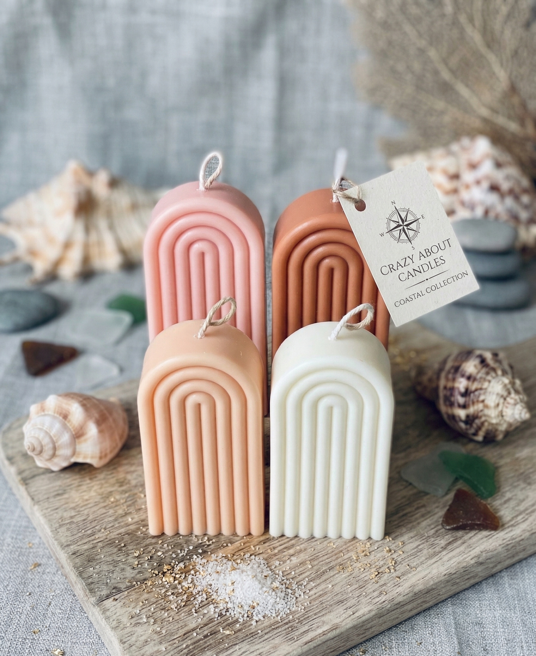 Rainbow Arch Candle Collection – Set of 4 Sculptural Soy Wax Arch Candles, Colorful Home Décor Gift