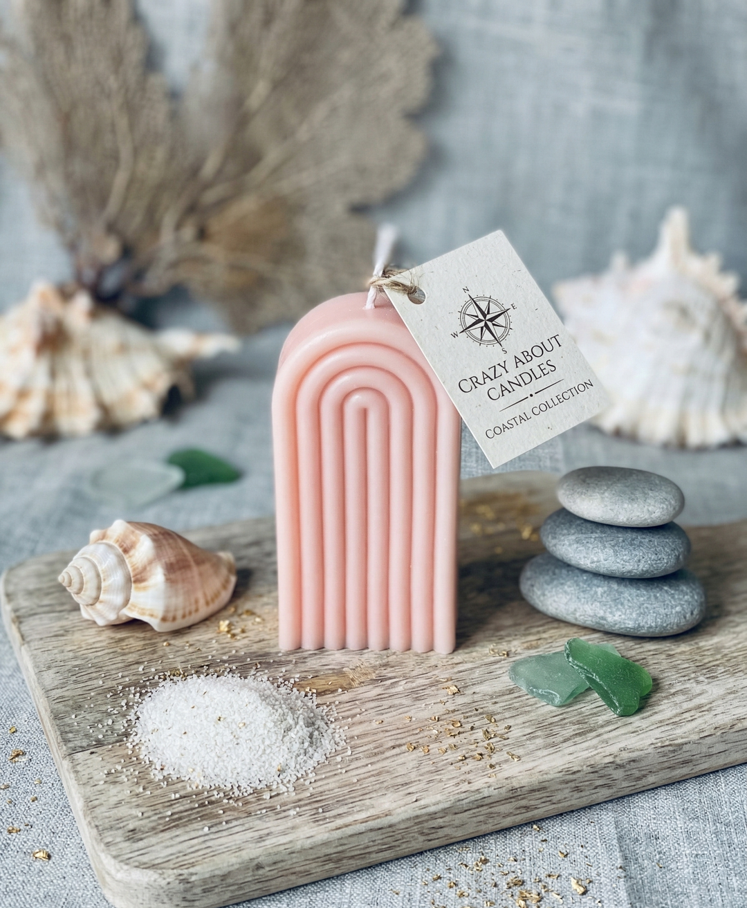 Rainbow Arch Candle in Dusty Rose – Hand-Poured 100% Soy Wax Sculptural Arch Candle, Made in USA