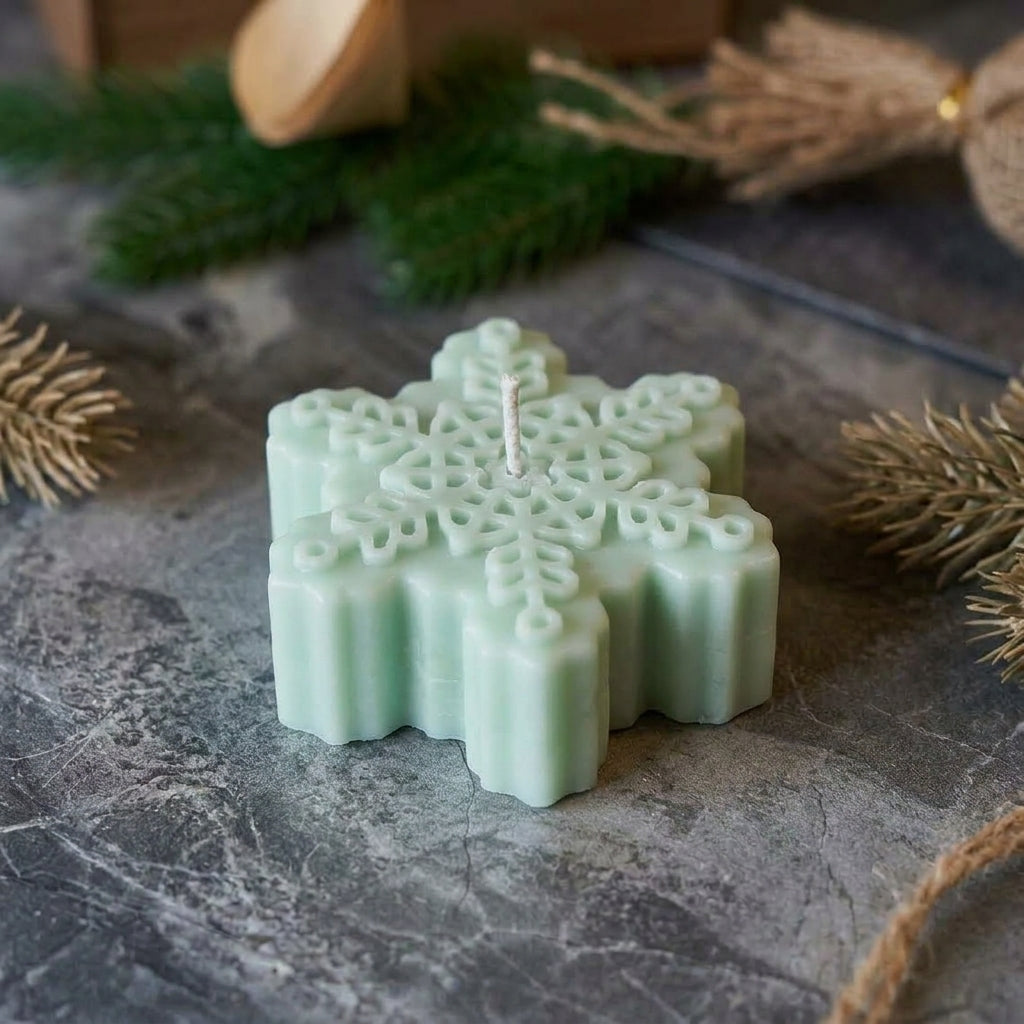 Snowflakes Soy Wax Candle | Handcrafted Winter Holiday Decor
