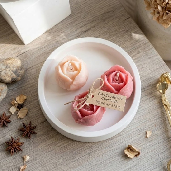 Tulip Trio Candle in Artisan Jesmonite Bowl