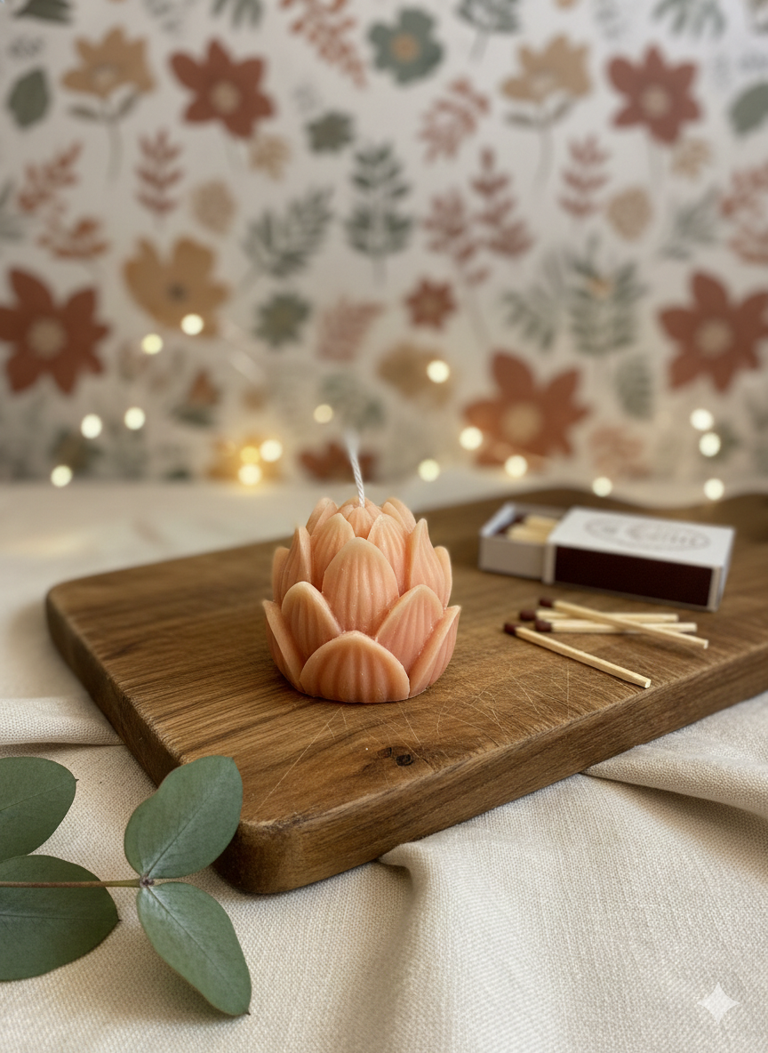 Mini Lotus Candle | Handmade Floral Candle