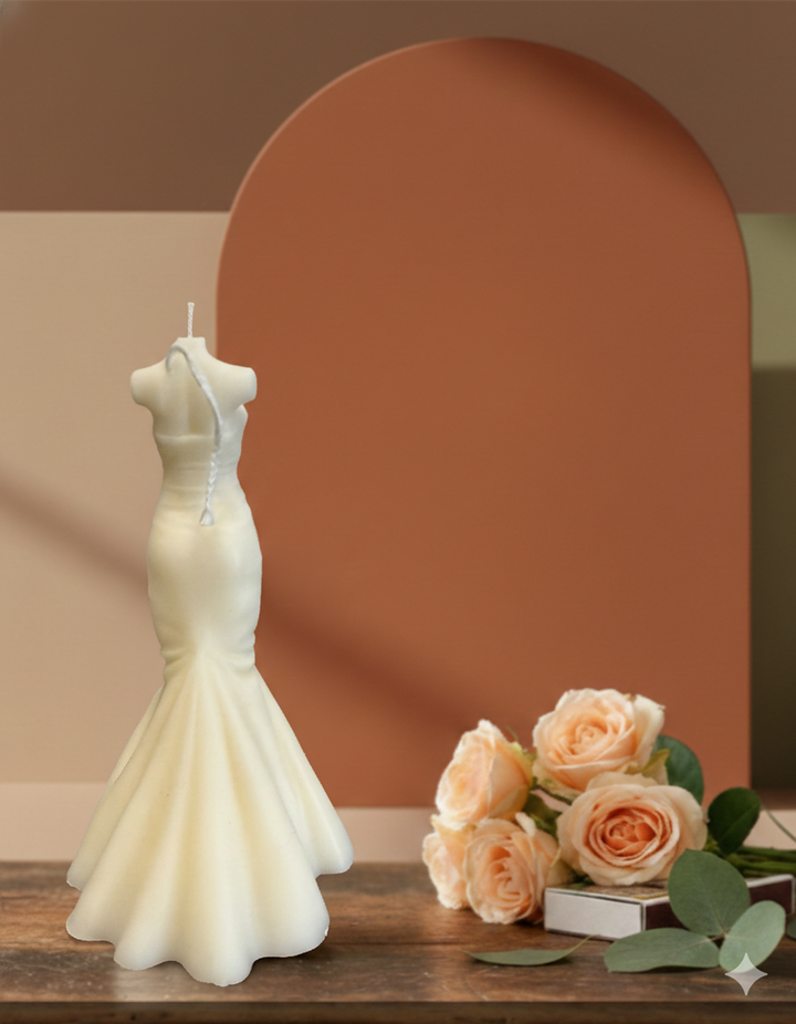 Wedding Dress Candle | Hand-Poured Soy Wax Bridal Sculpture