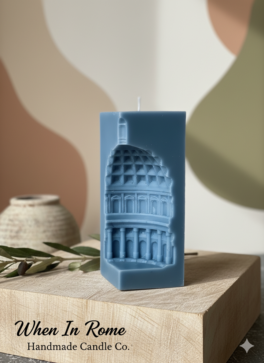 When In Rome Candle in Blue – Artisan Soy Wax Italian-Inspired Candle, Lead-Free Cotton Wick, Available in 5 Scents