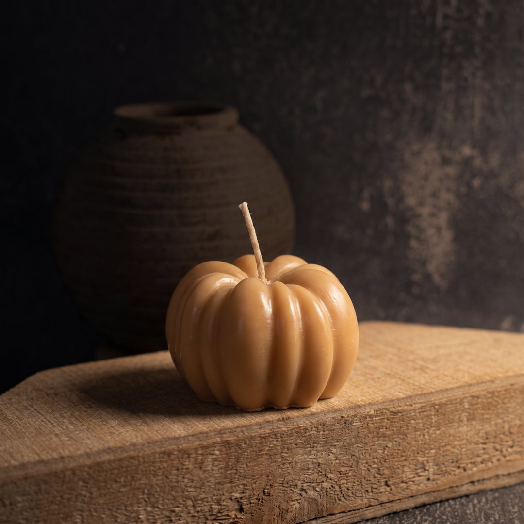 Almond handmade pumpkin candle by crazy about candles