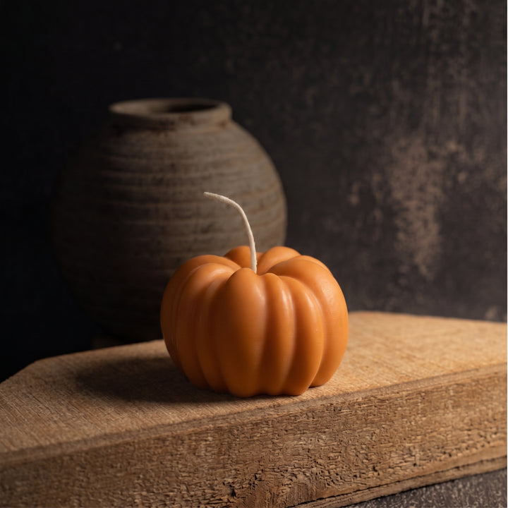 orange handmade pumpkin candle by crazy about candles
