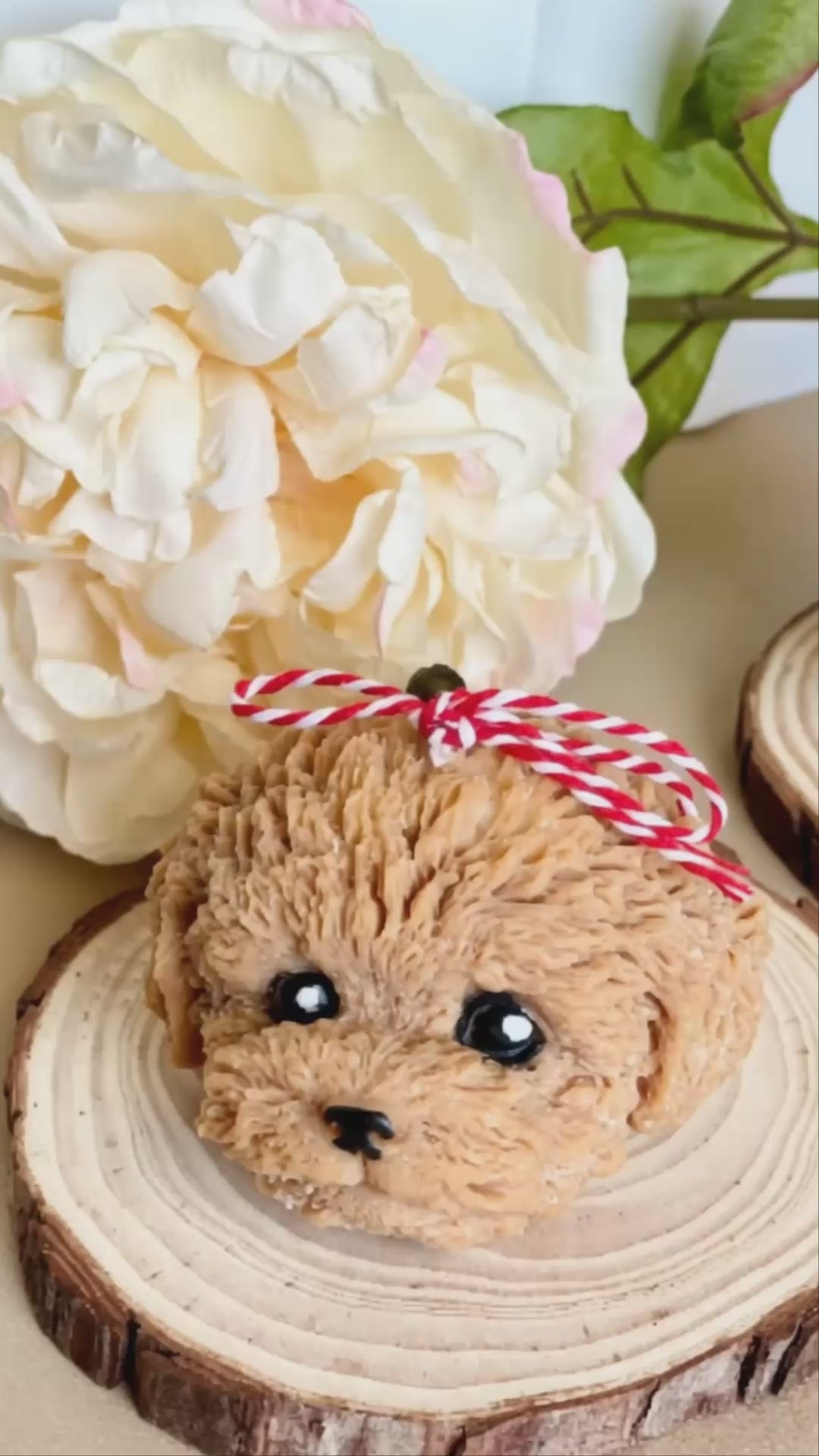 Cute Puppy Sculpture Candle – Hand-Poured Soy Wax | Ivory, Brown &amp; Pink