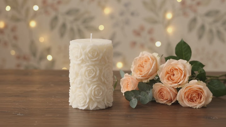 Botanical Rose Pillar Candle