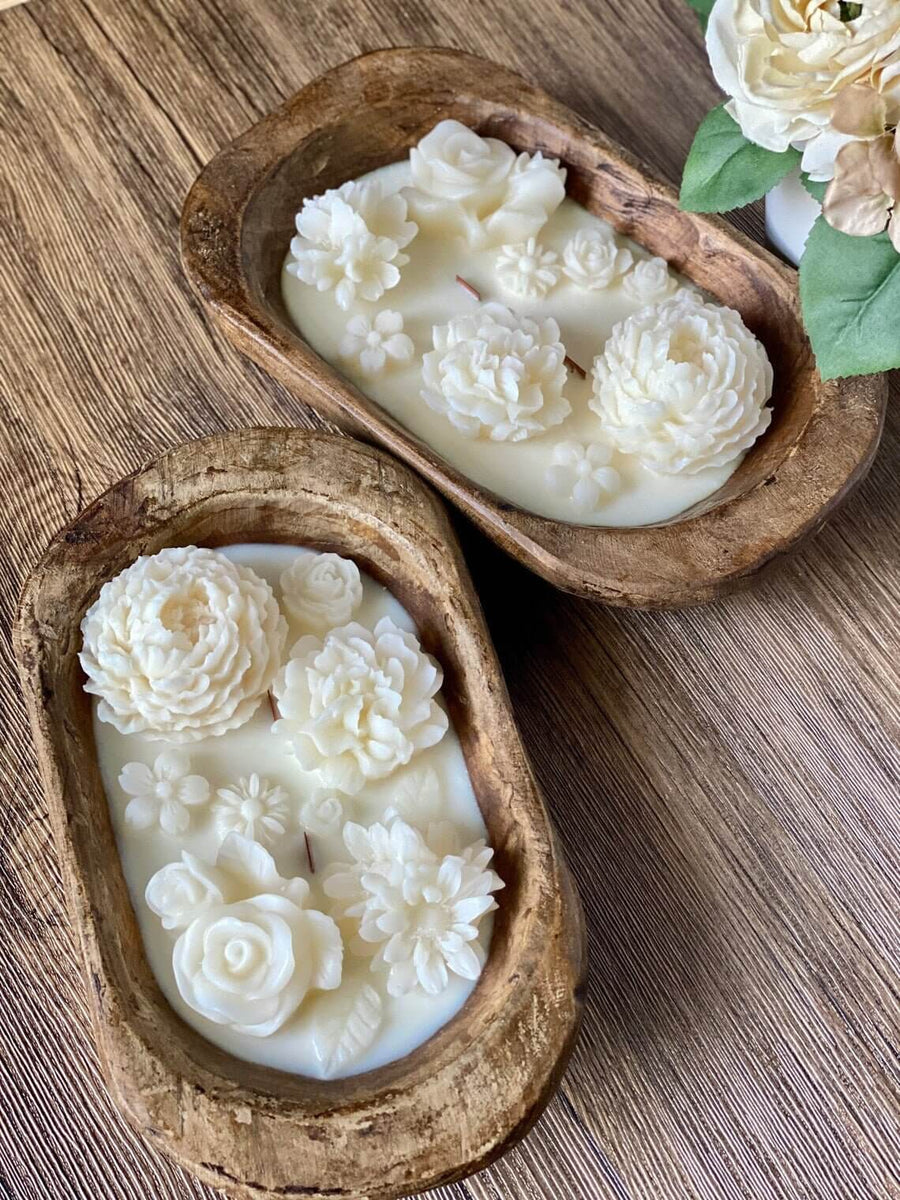 Botanical Garden Dough Bowl Candle – Floral Scented Home Decor