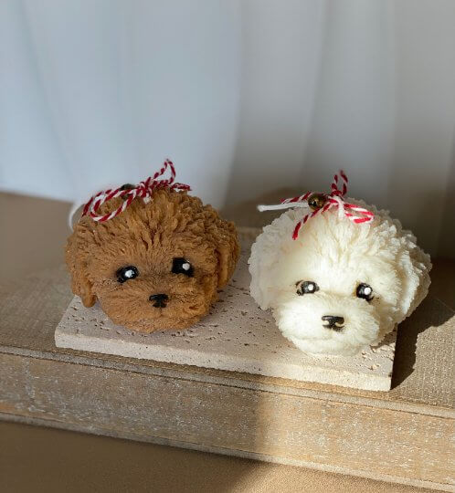 Puppy head candle in creamy vanilla scent