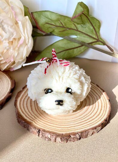 Handmade dog-themed candle for gifts