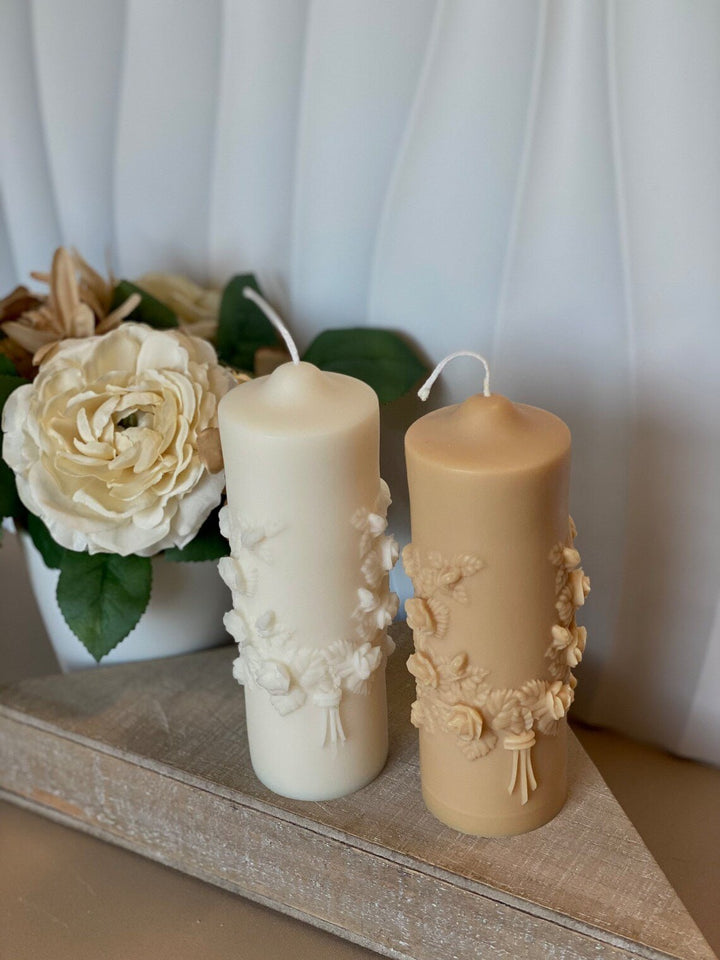 Floral Pillar Soy Wax Scented Candle - Crazy About Candles