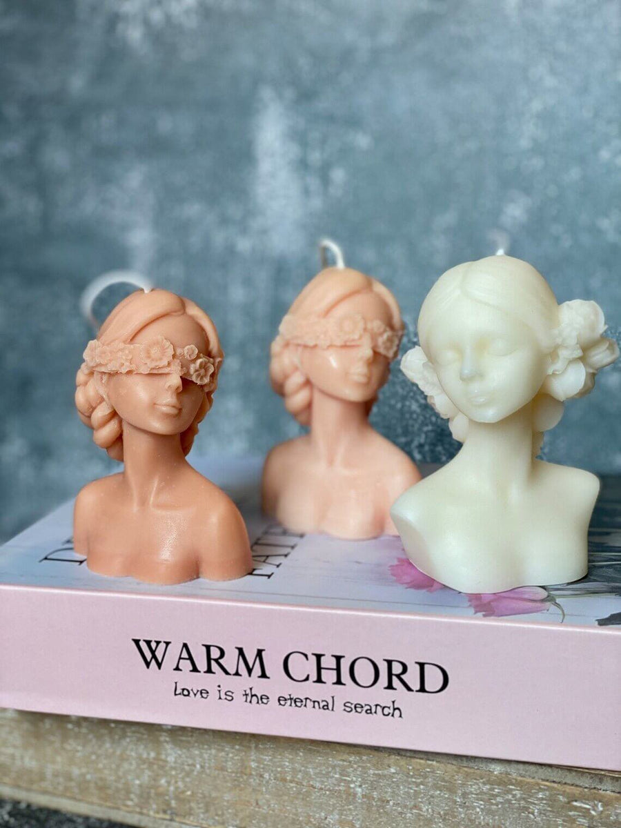 Flower Girl & Blindfolded Lady Candle – Handcrafted with Intricate Detail
