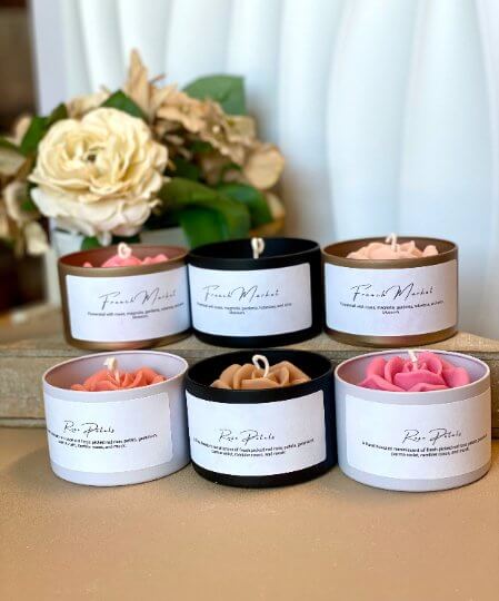 Romantic floral candle in a jar