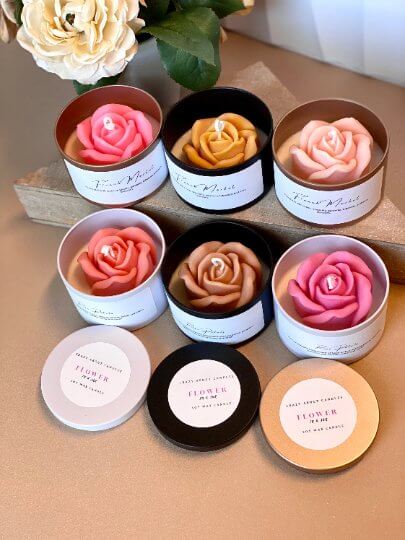 Flower in a jar candle for home décor