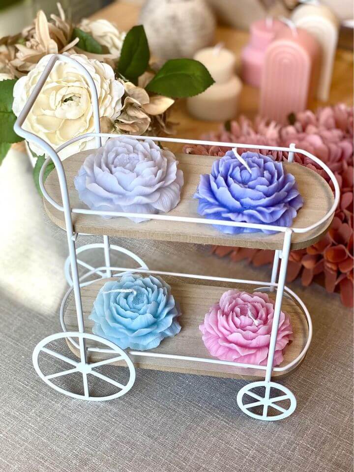 Handmade peony flower candle