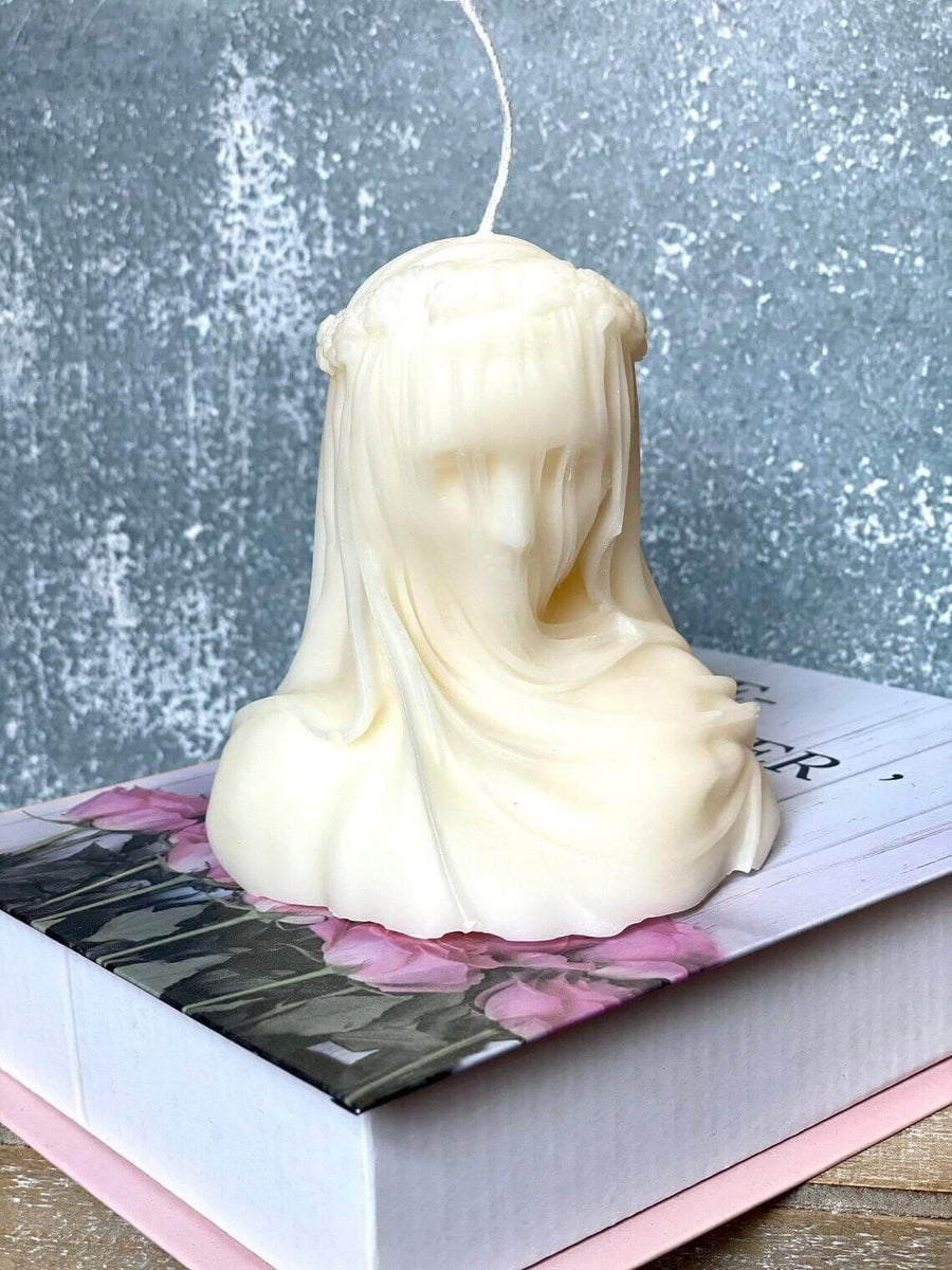 Large Veiled Lady Handmade Candle – Elegant Home Decor