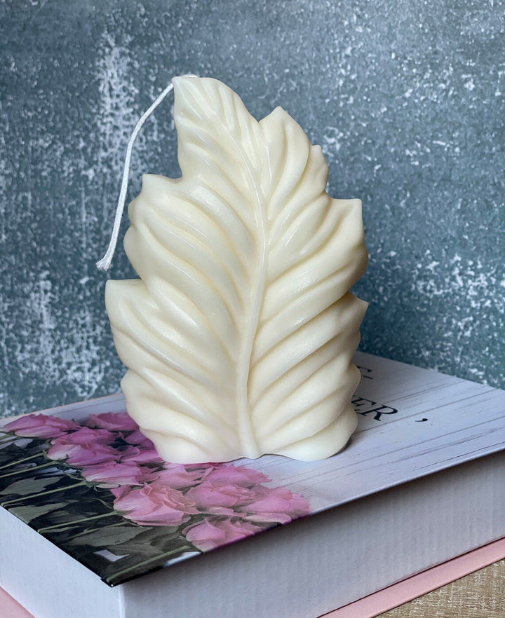Minimalist Feather Design Soy Wax Sculpture Candle - Crazy About Candles