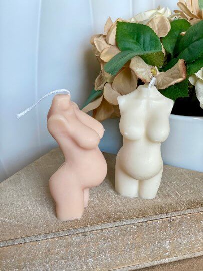 Maternity body candle gift-wrapped
