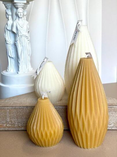 Handmade candle with origami lantern design